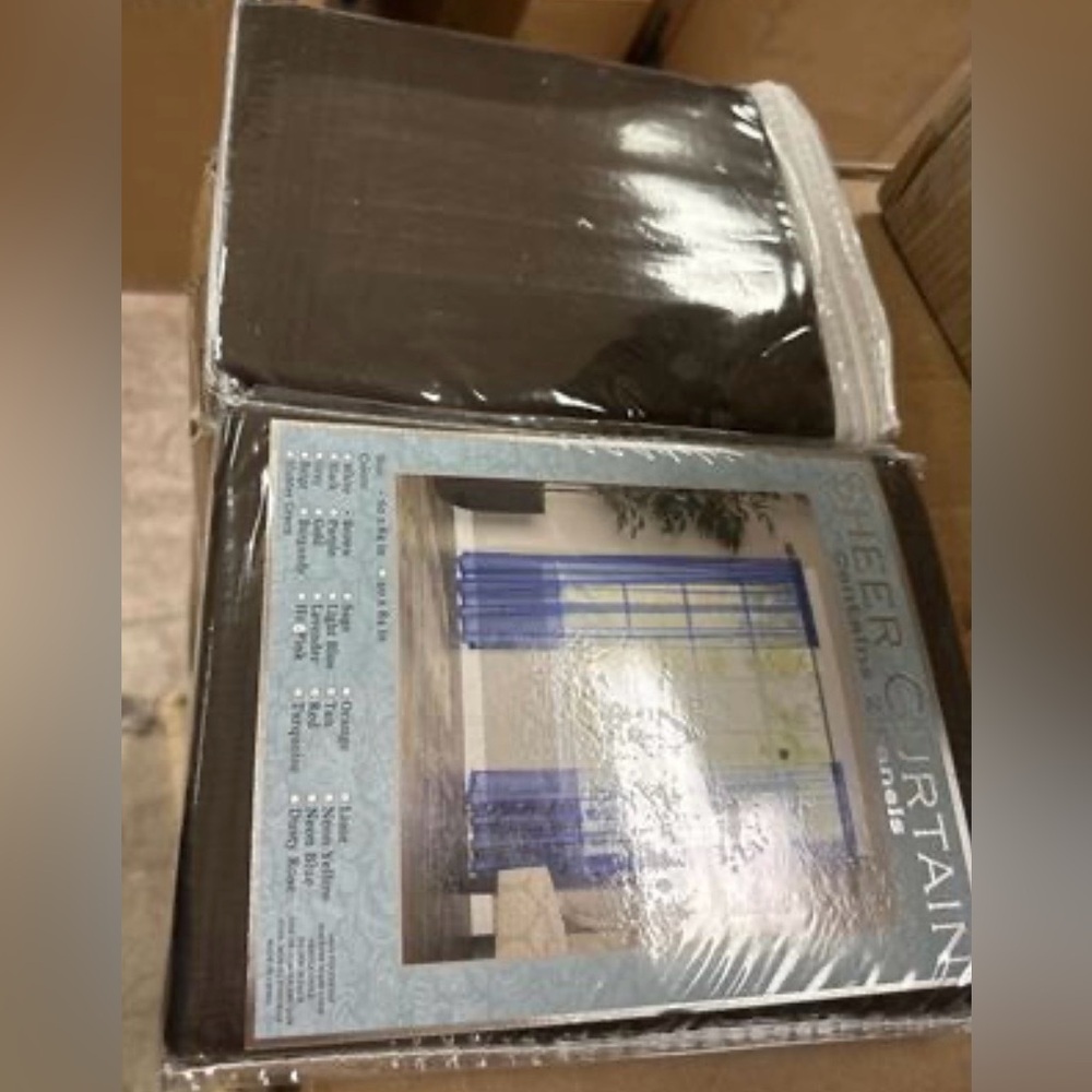 Semi Sheer Voile Window Curtain Drapes Grommet 60in x 84in Brown Set of 2 - Picture 2 of 3